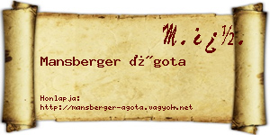 Mansberger Ágota névjegykártya